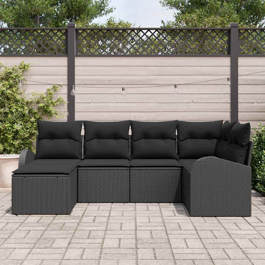 Ensemble de Canapés avec coussin 6 pcs Noir polyrotin - XIOS