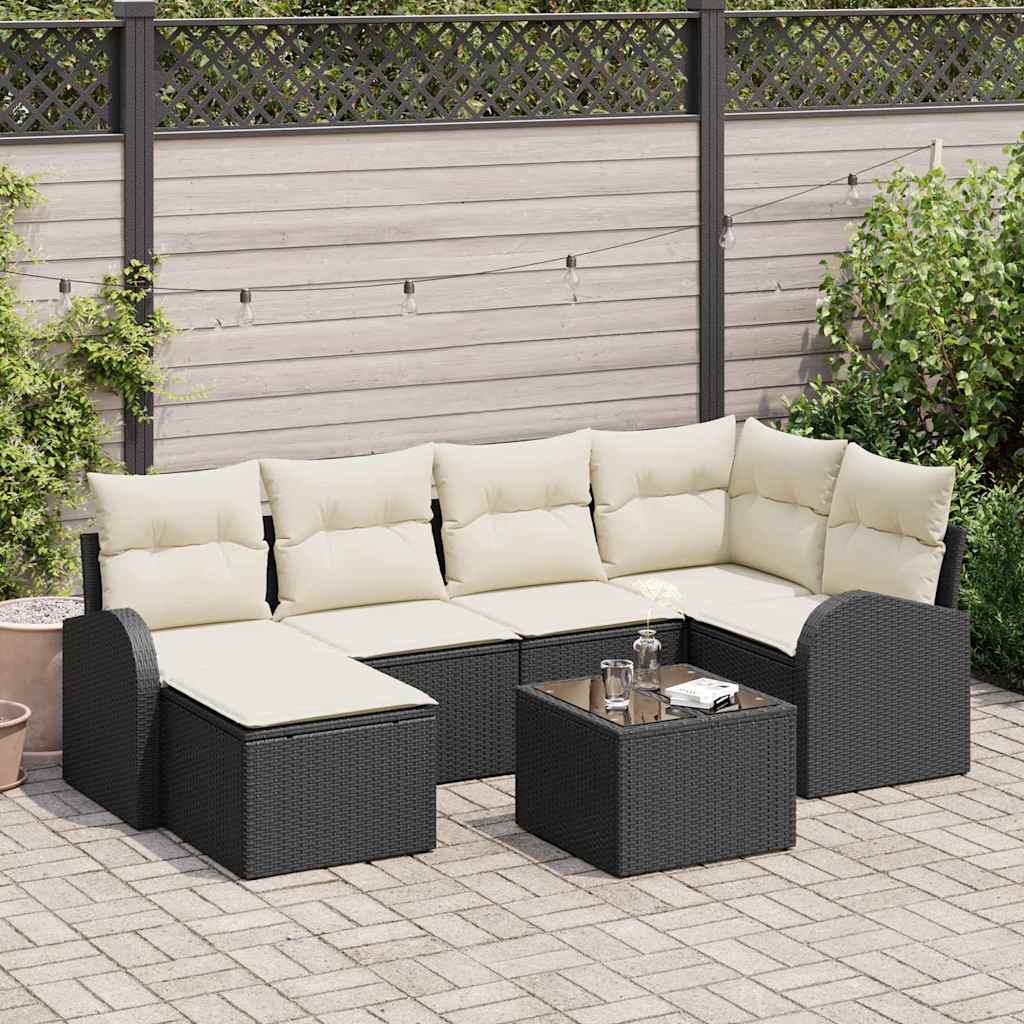 Ensemble de Canapés avec coussin 7 pcs Noir et Blanc polyrotin - XIOS