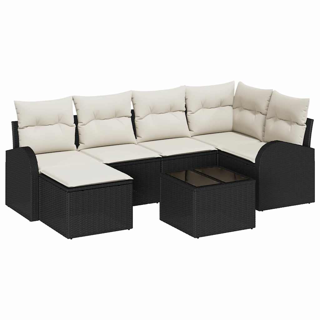 Ensemble de Canapés avec coussin 7 pcs Noir et Blanc polyrotin - XIOS