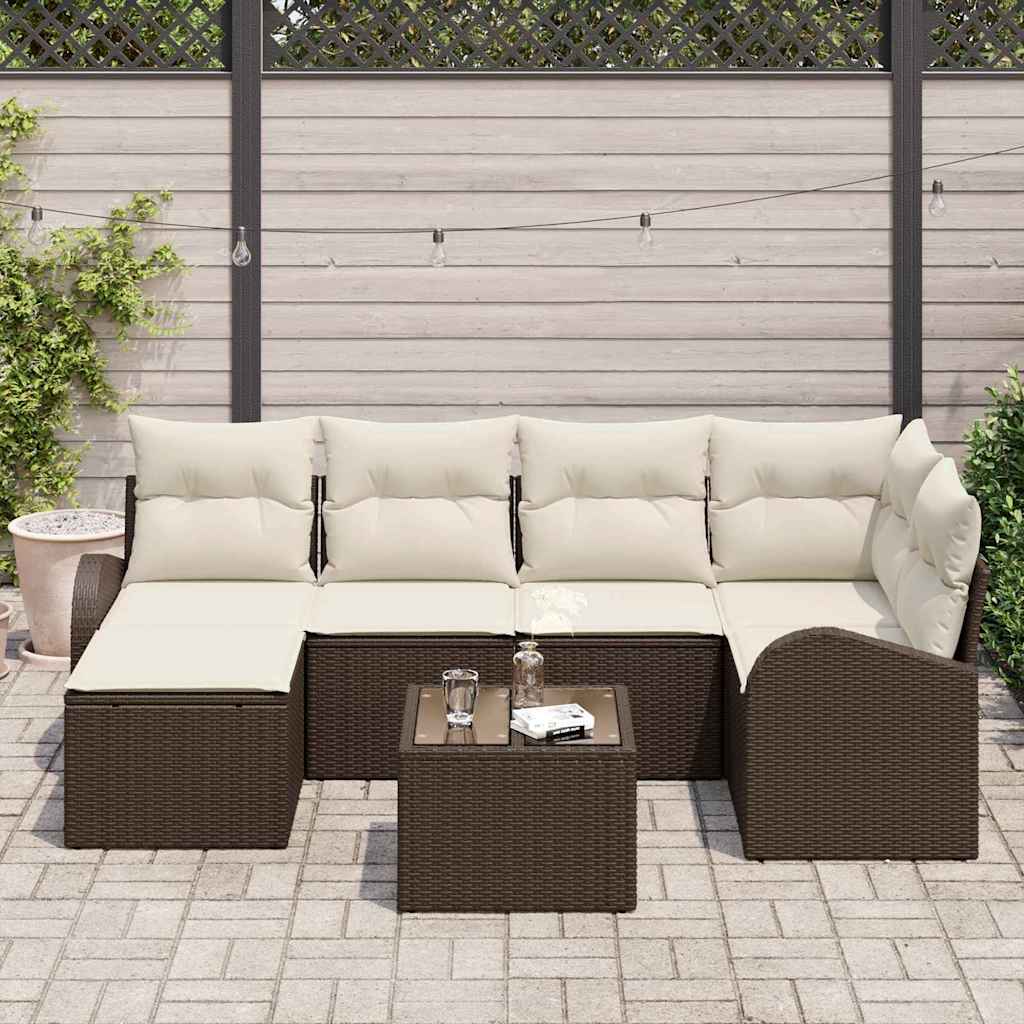 Ensemble de Canapés 7 pcs Marron et blanc polyrotin - XIOS