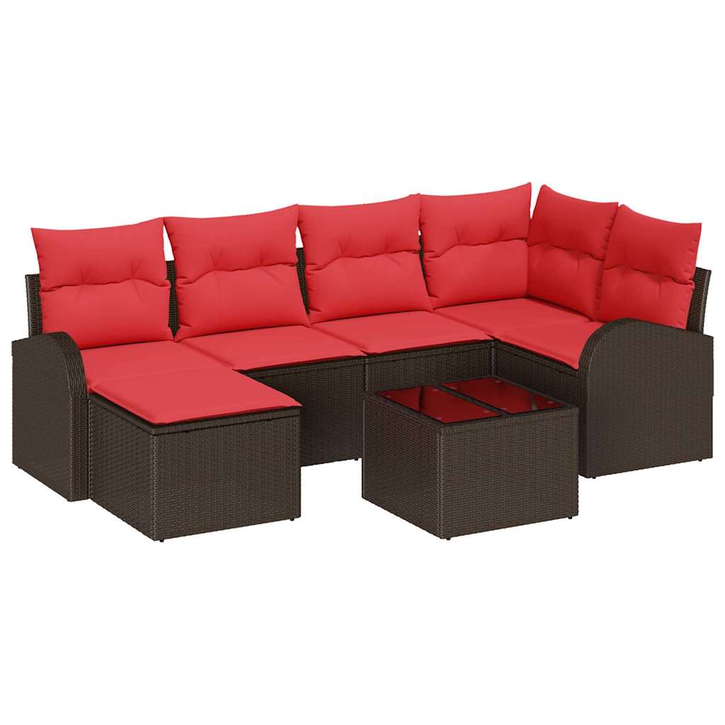 Ensemble de Canapés 7 pcs Marron et rouge polyrotin - XIOS