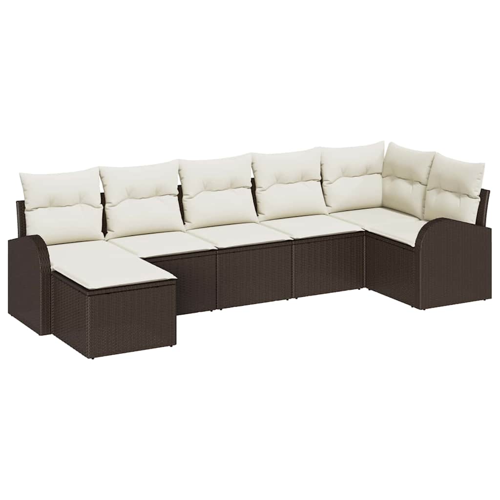 Ensemble de Canapés avec coussin 7 pcs Marron polyrotin - XIOS