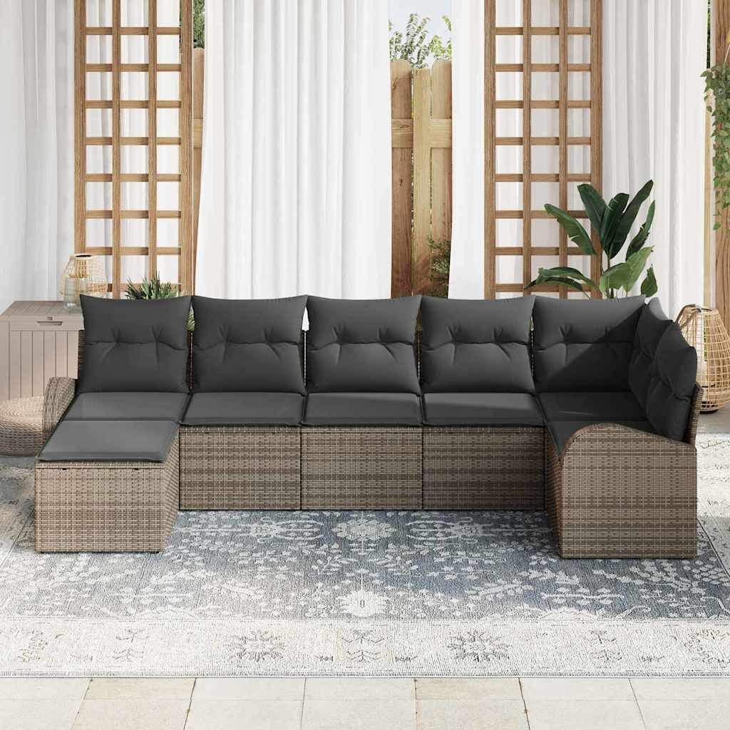 Ensemble de Canapés avec coussin 7 pcs Gris polyrotin - XIOS
