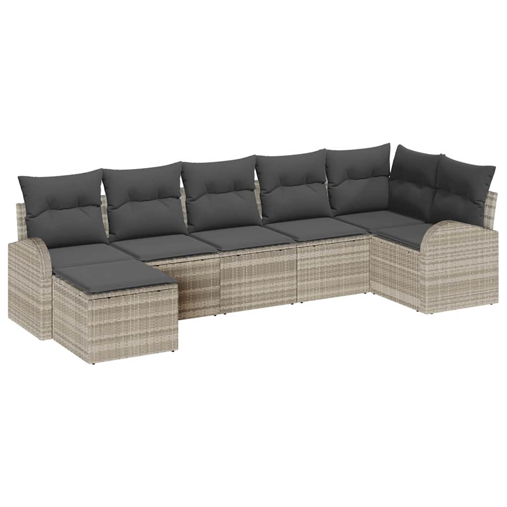 Ensemble de Canapés avec coussin 7 pcs Gris clair polyrotin - XIOS