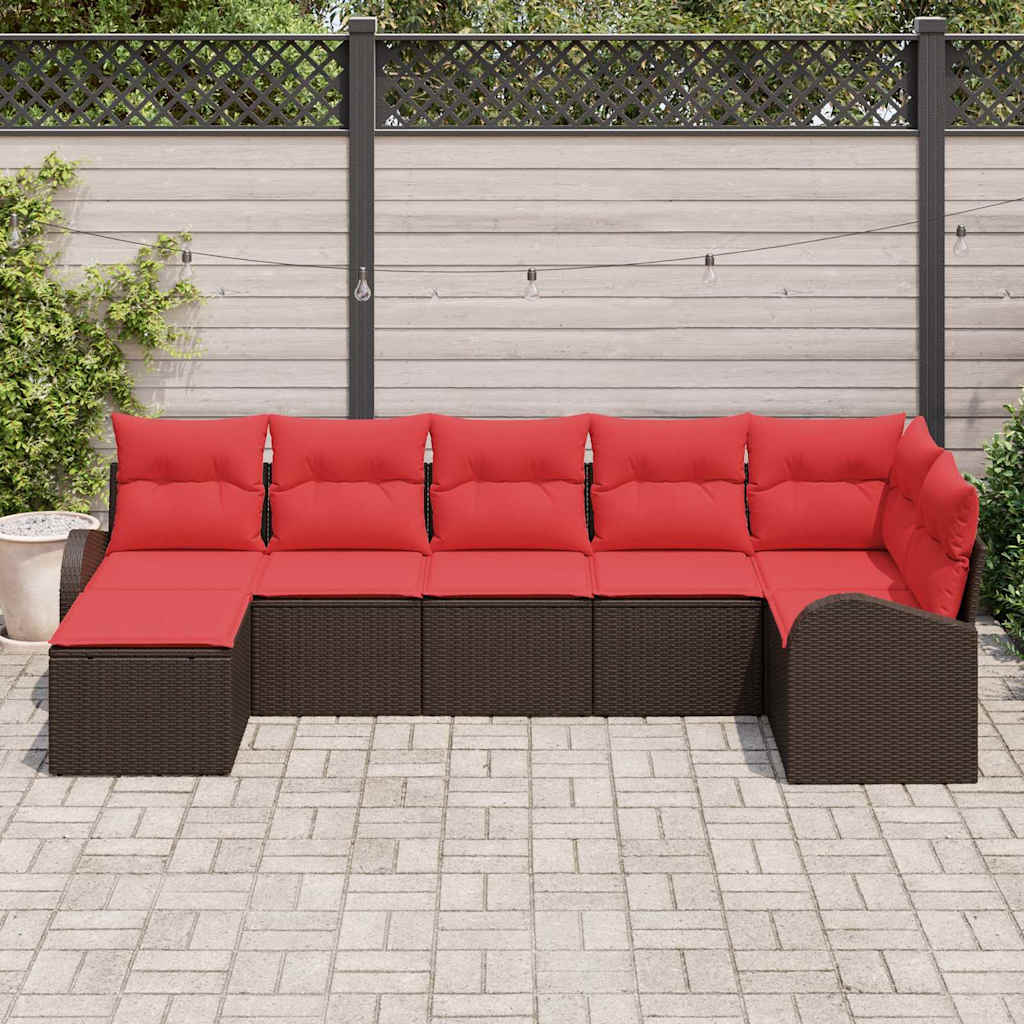 Ensemble de Canapés 7 pcs Marron et rouge polyrotin - XIOS