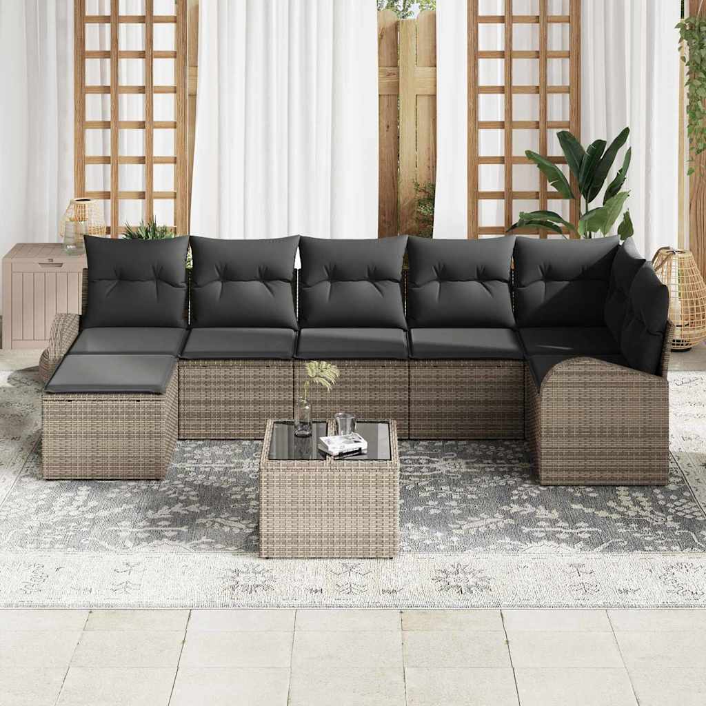 Ensemble de Canapés avec coussin 8 pcs Gris polyrotin - XIOS