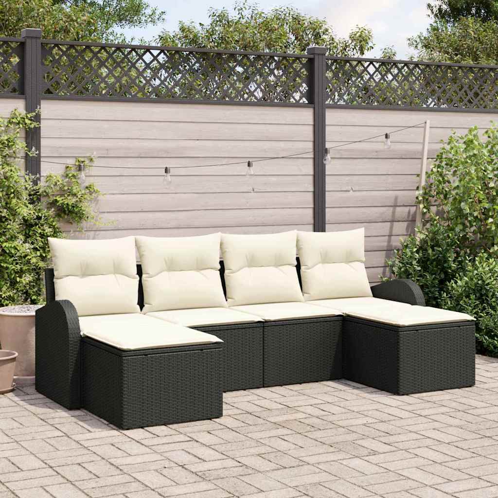 Ensemble de Canapés avec coussin 6 pcs Noir et Blanc polyrotin - XIOS