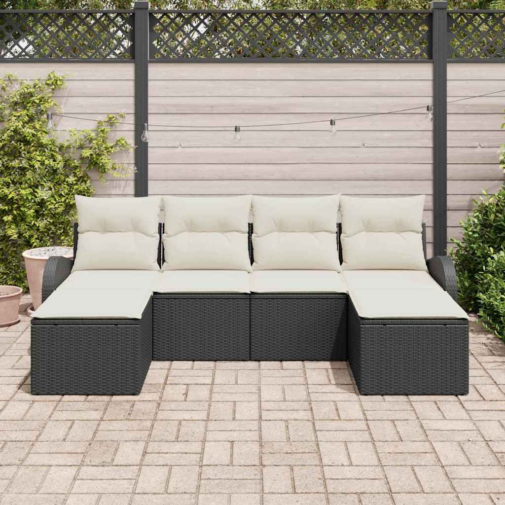 Ensemble de Canapés avec coussin 6 pcs Noir et Blanc polyrotin - XIOS