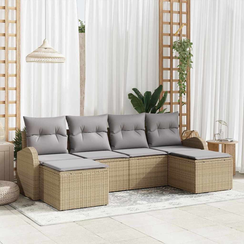 Ensemble de Canapés 6 pcs Beige et gris clair polyrotin - XIOS