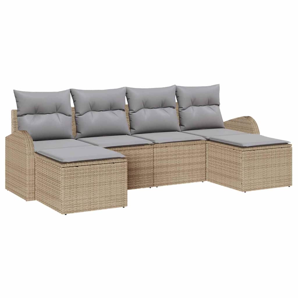 Ensemble de Canapés 6 pcs Beige et gris clair polyrotin - XIOS