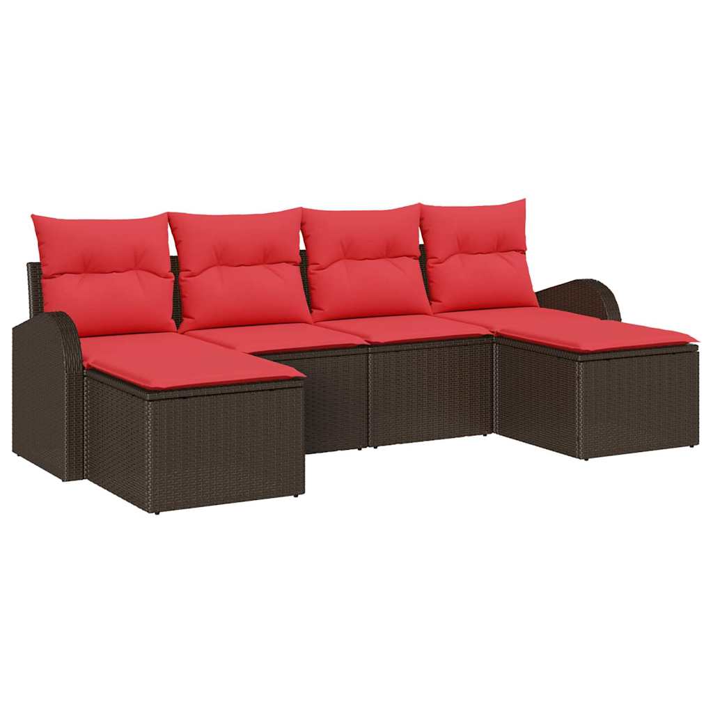 Ensemble de Canapés 6 pcs Marron et rouge polyrotin - XIOS