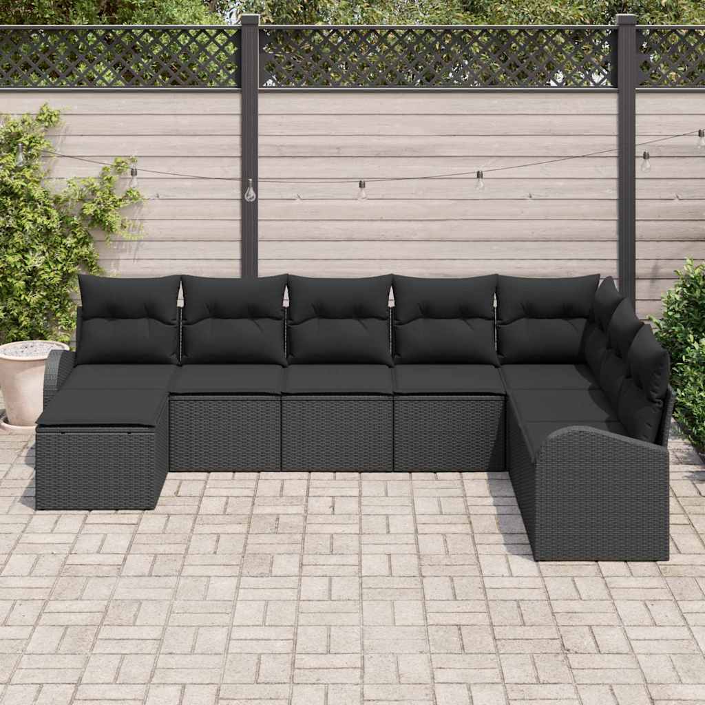Ensemble de Canapés avec coussin 8 pcs Noir polyrotin - XIOS