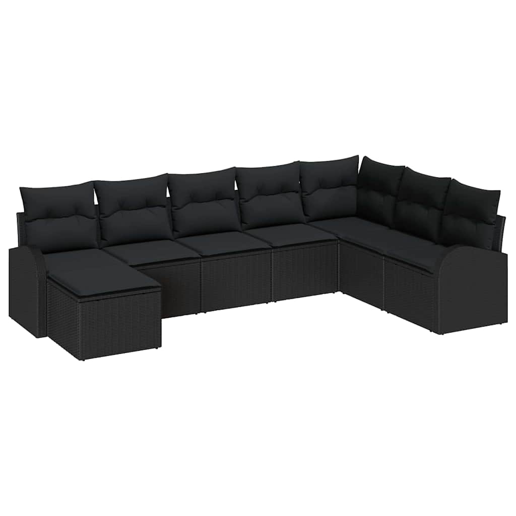Ensemble de Canapés avec coussin 8 pcs Noir polyrotin - XIOS