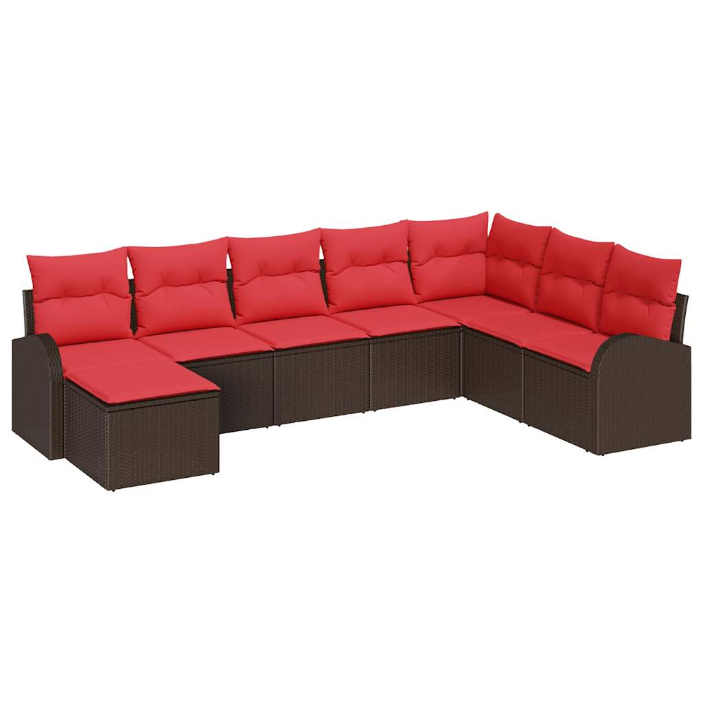 Ensemble de Canapés 8 pcs Marron et rouge polyrotin - XIOS