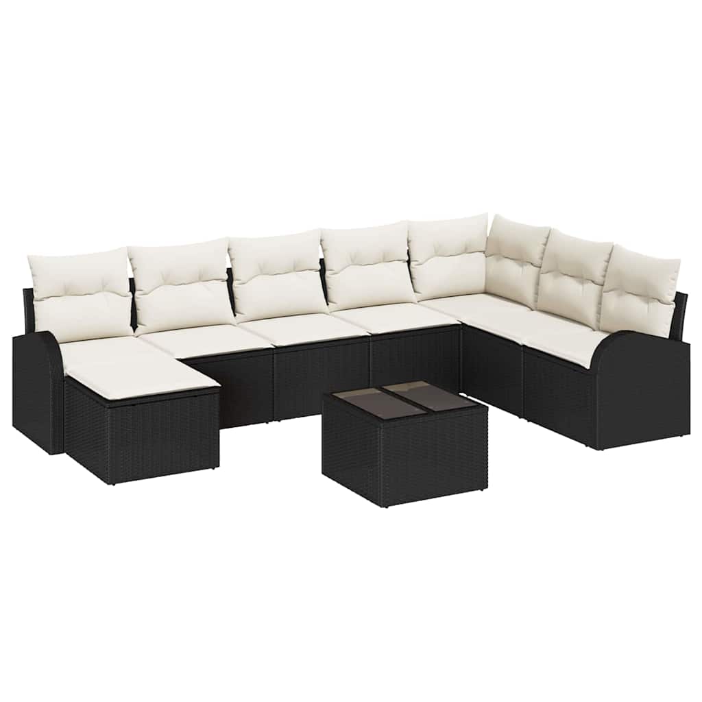 Ensemble de Canapés 9 pc Noir et Blanc polyrotin