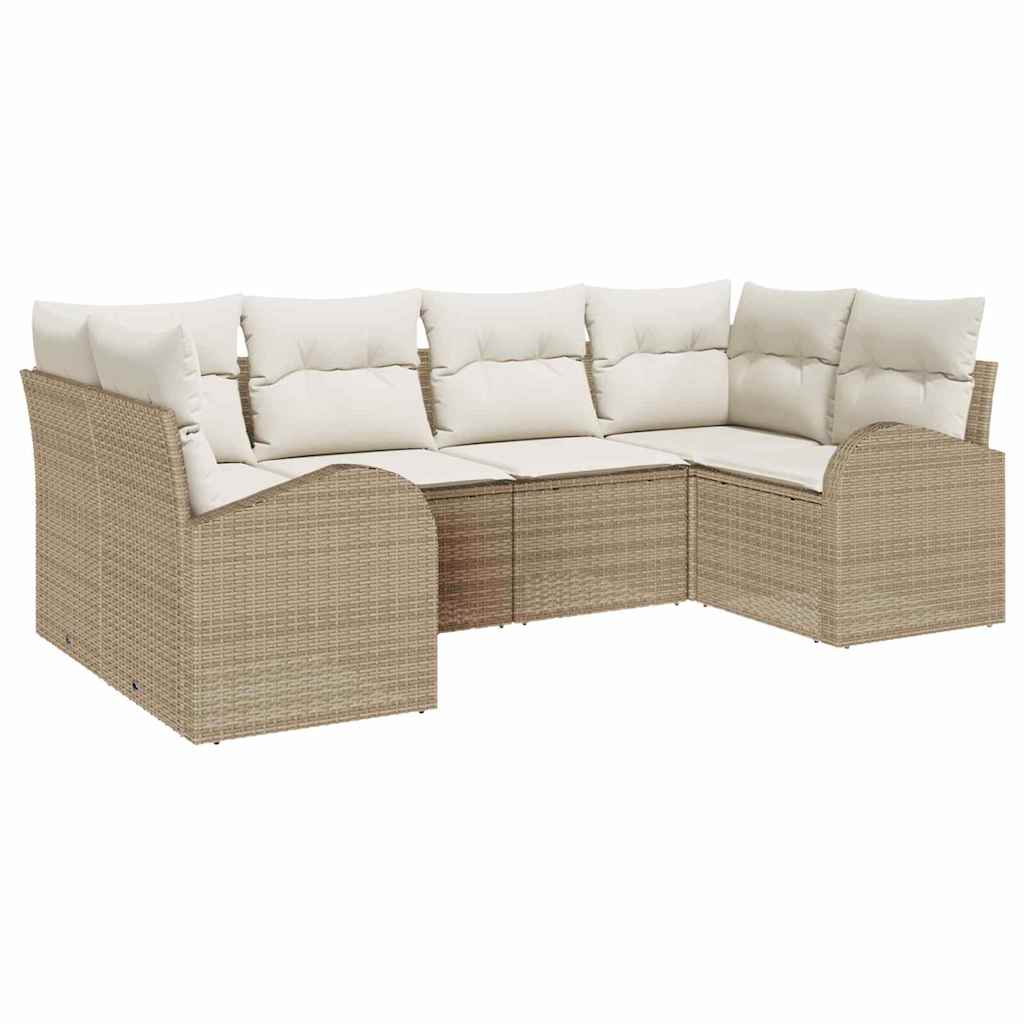Ensemble de canapé de jardin 6 pc Beige et blanc polyrotin
