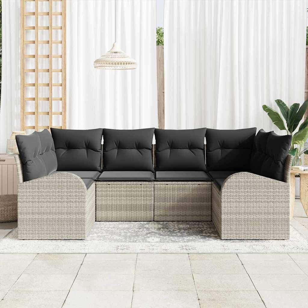 Ensemble de canapé de jardin 6 pcs Gris clair polyrotin - XIOS