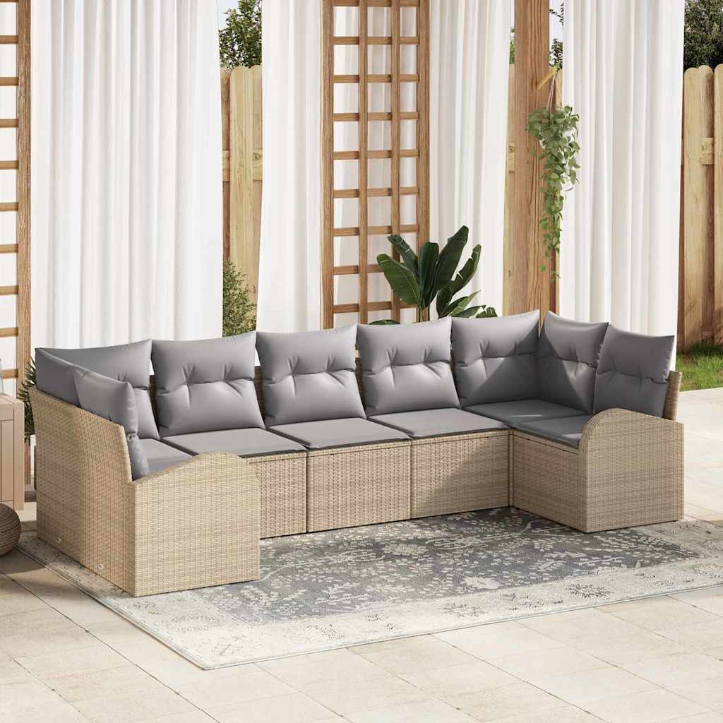 Ensemble de canapé de jardin 7 pcs Beige et Gris clair - XIOS