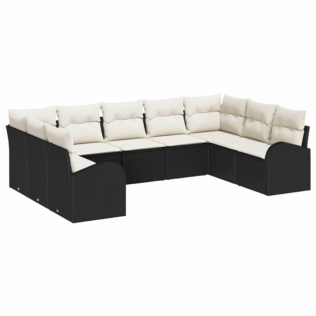 Ensemble de canapé de jardin 9 pcs Noir et Blanc polyrotin - XIOS
