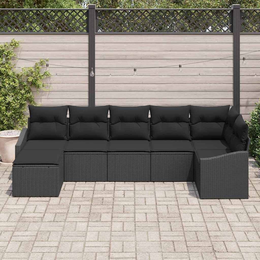 Ensemble de canapé de jardin avec coussin 7 pcs Noir polyrotin - XIOS