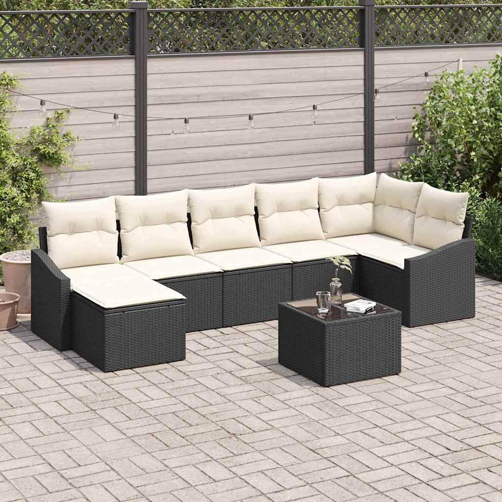 Ensemble de canapé de jardin 8 pc Marron et Crème polyrotin