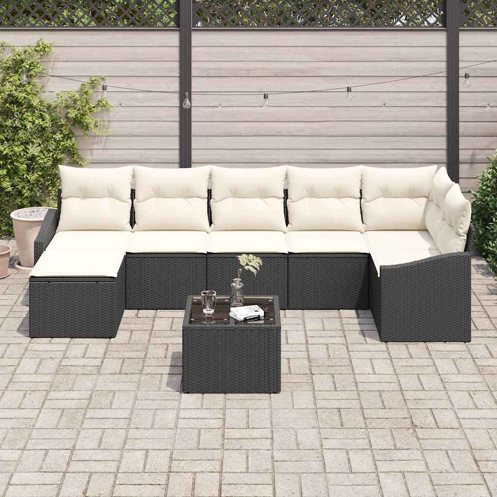 Ensemble de canapé de jardin 8 pc Marron et Crème polyrotin