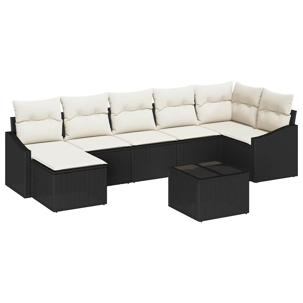 Ensemble de canapé de jardin 8 pc Marron et Crème polyrotin