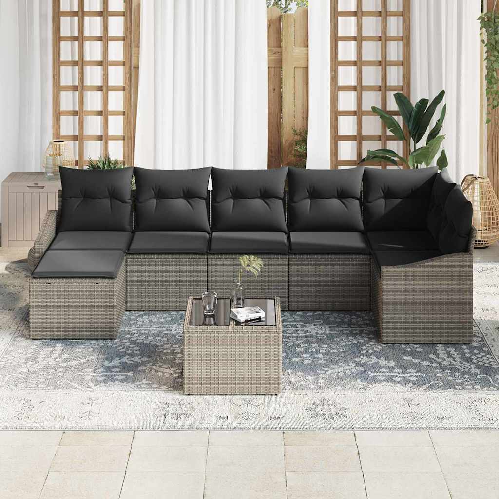 Ensemble de canapé de jardin 8 pcs Gris clair polyrotin - XIOS