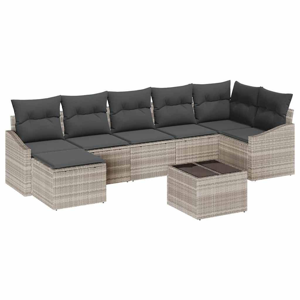 Ensemble de canapé de jardin 8 pcs Gris clair polyrotin - XIOS