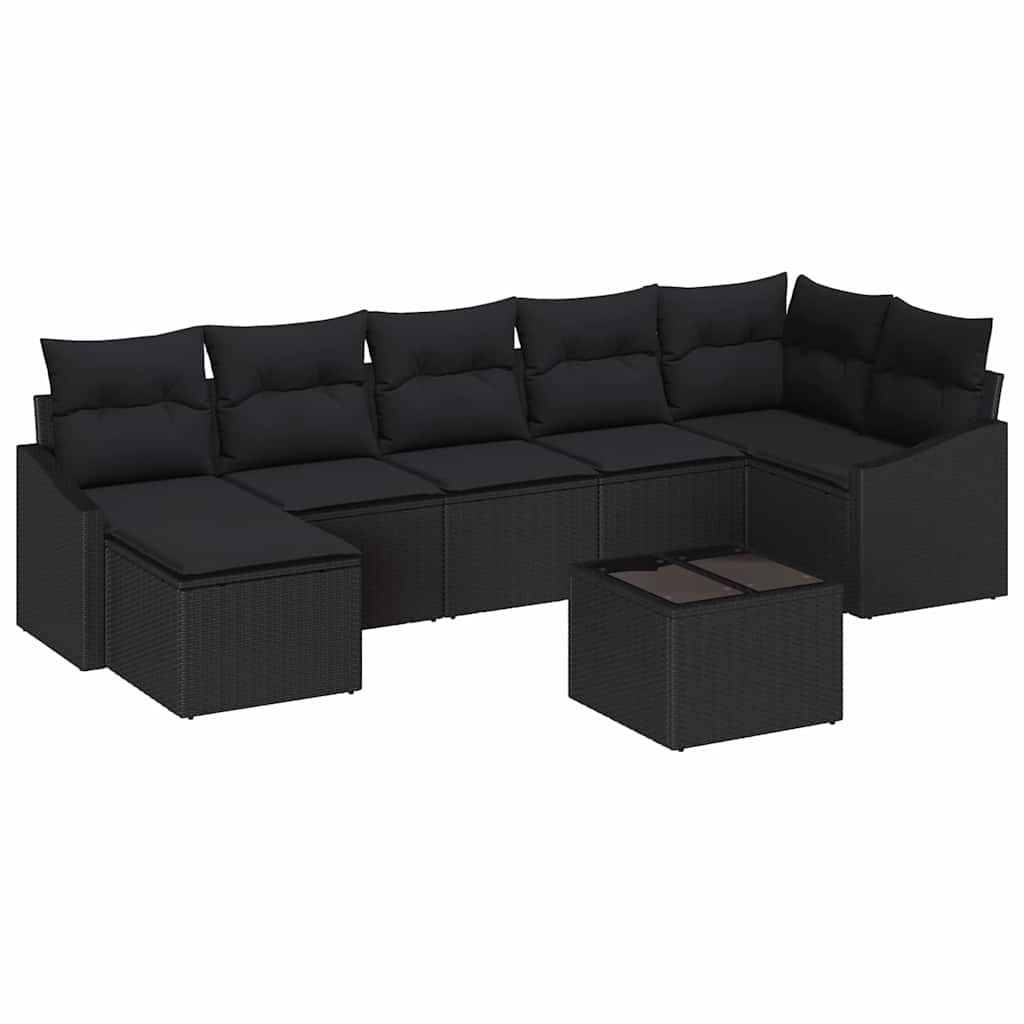 Ensemble de canapé de jardin avec coussin 8 pcs Noir polyrotin - XIOS