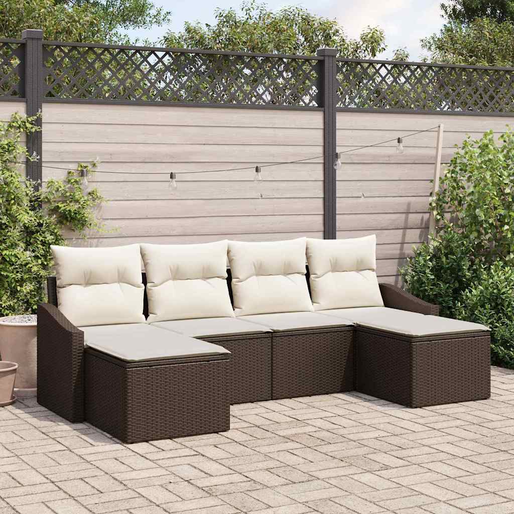 Ensemble de salle à manger pour jardin 6 pcs Marron et Crème - XIOS