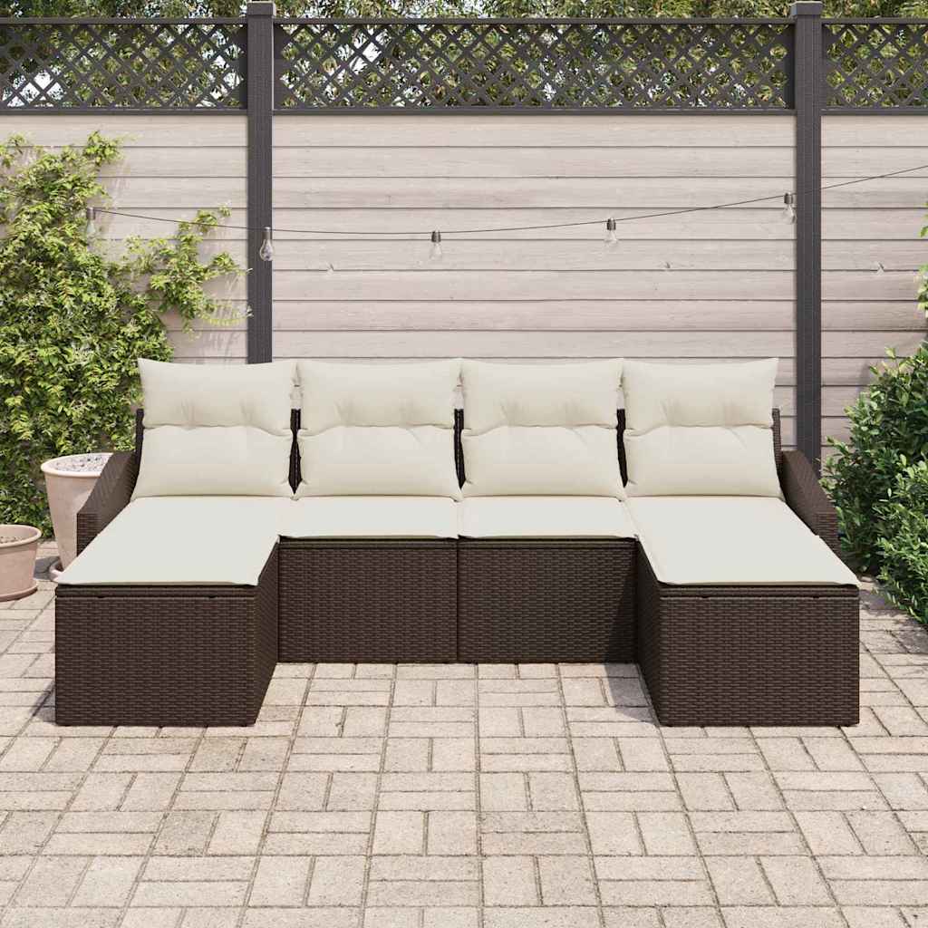 Ensemble de salle à manger pour jardin 6 pcs Marron et Crème - XIOS
