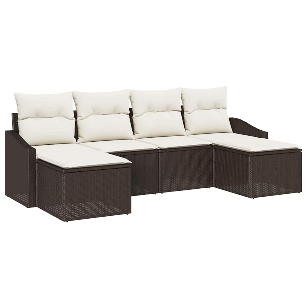 Ensemble de salle à manger pour jardin 6 pcs Marron et Crème - XIOS
