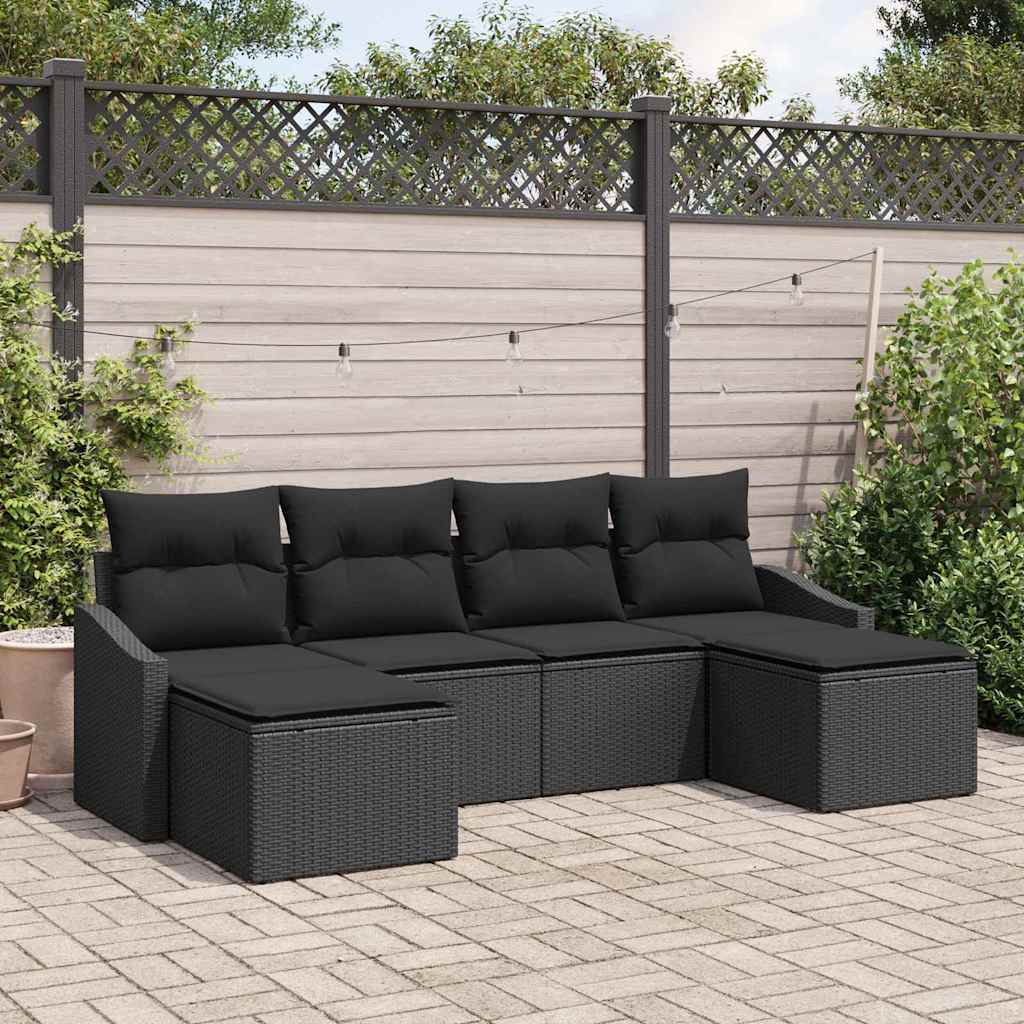 Ensemble de salle à manger pour jardin avec coussin 6 pcs Noir - XIOS