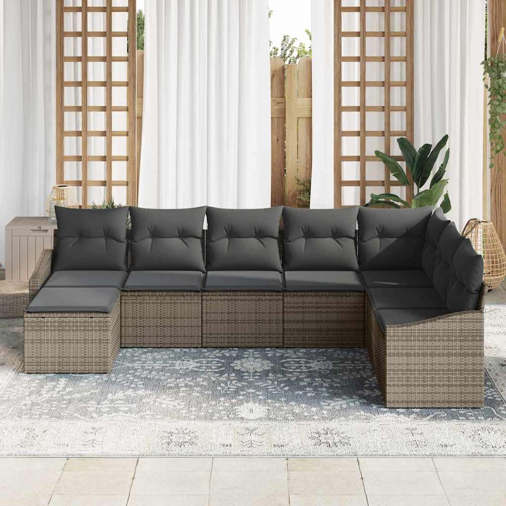 Ensemble de canapé de jardin avec coussin 8 pcs Gris polyrotin - XIOS