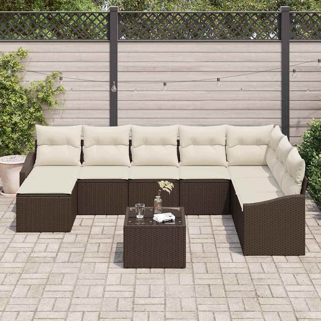 Ensemble de canapé de jardin 8 pcs Marron et Crème polyrotin - XIOS