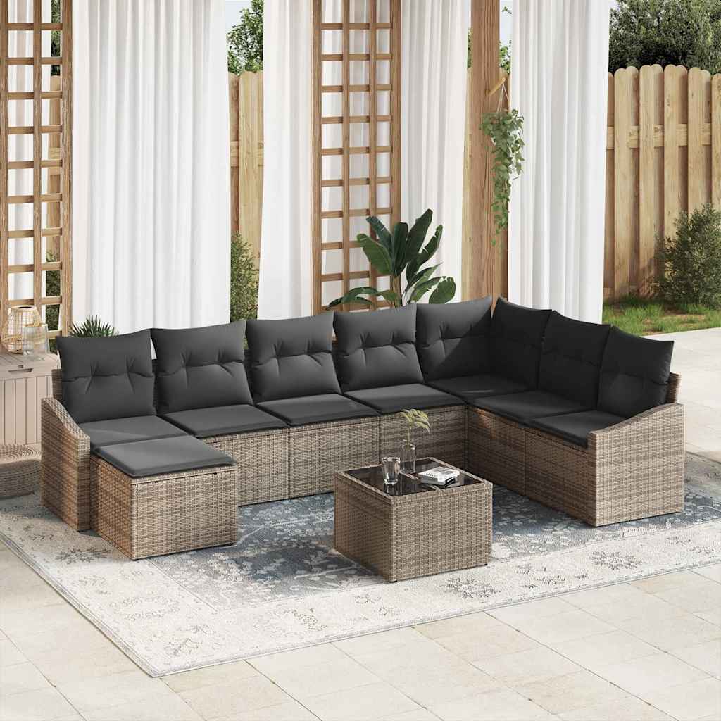 Ensemble de canapé de jardin 8 pcs Gris clair polyrotin - XIOS