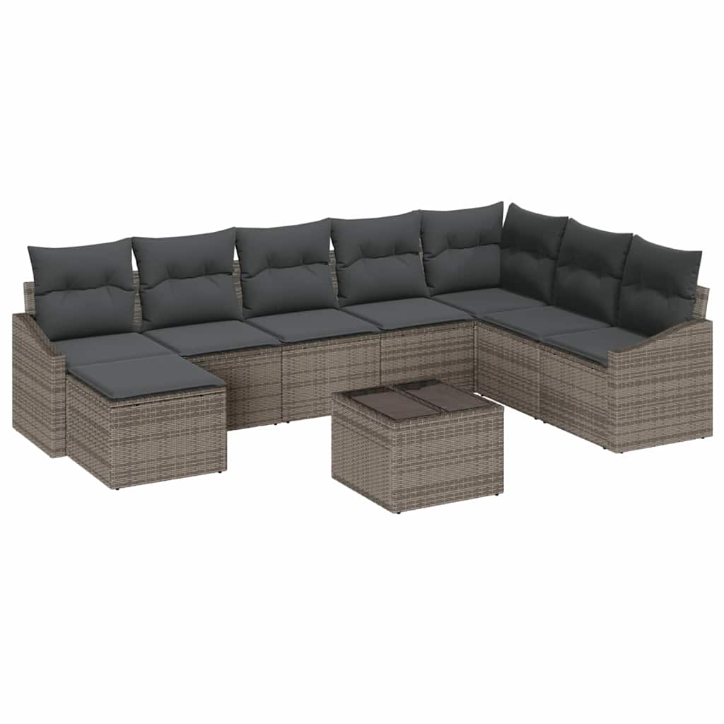 Ensemble de canapé de jardin 8 pcs Gris clair polyrotin - XIOS