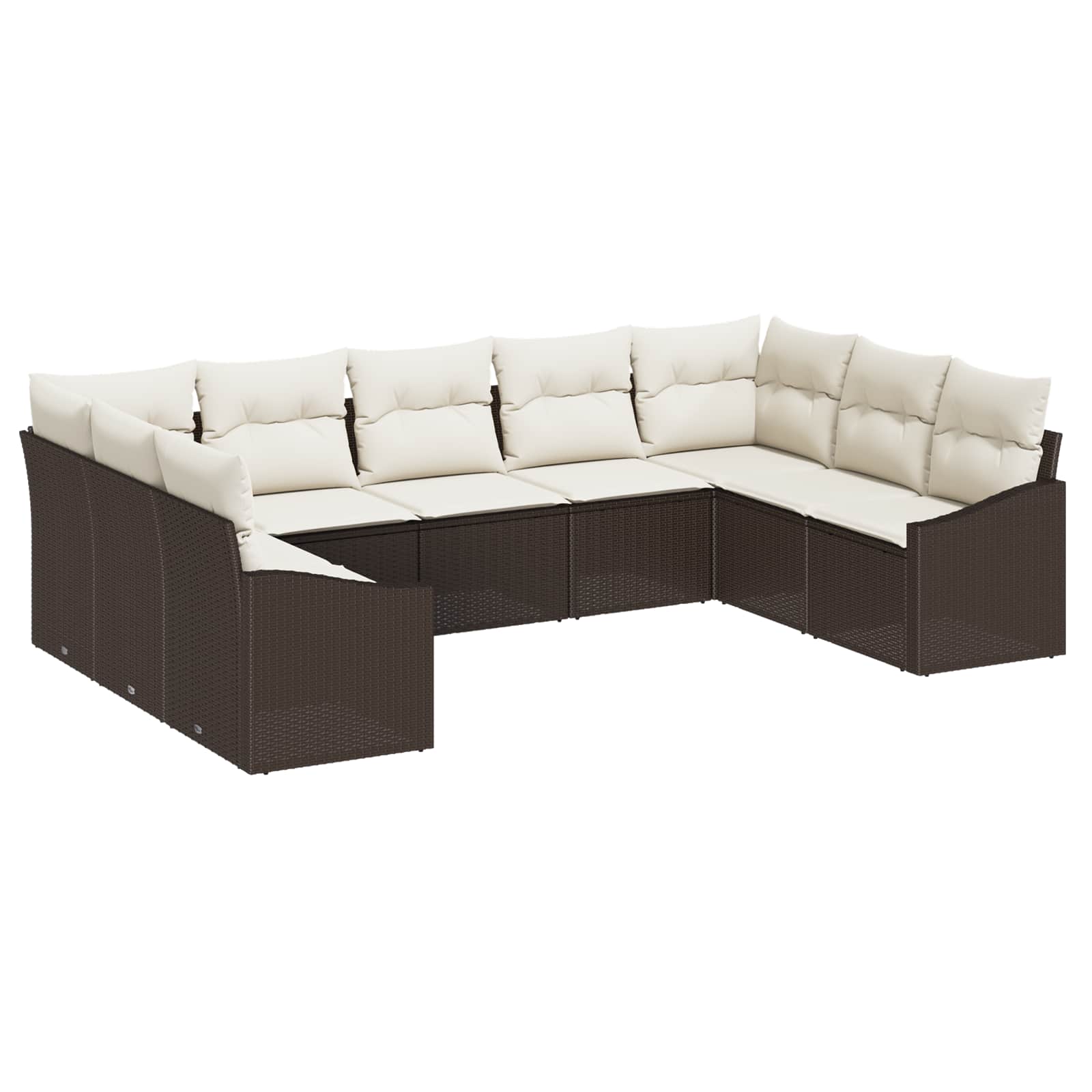 Ensemble de canapé de jardin 9 pcs Marron et Crème polyrotin - XIOS