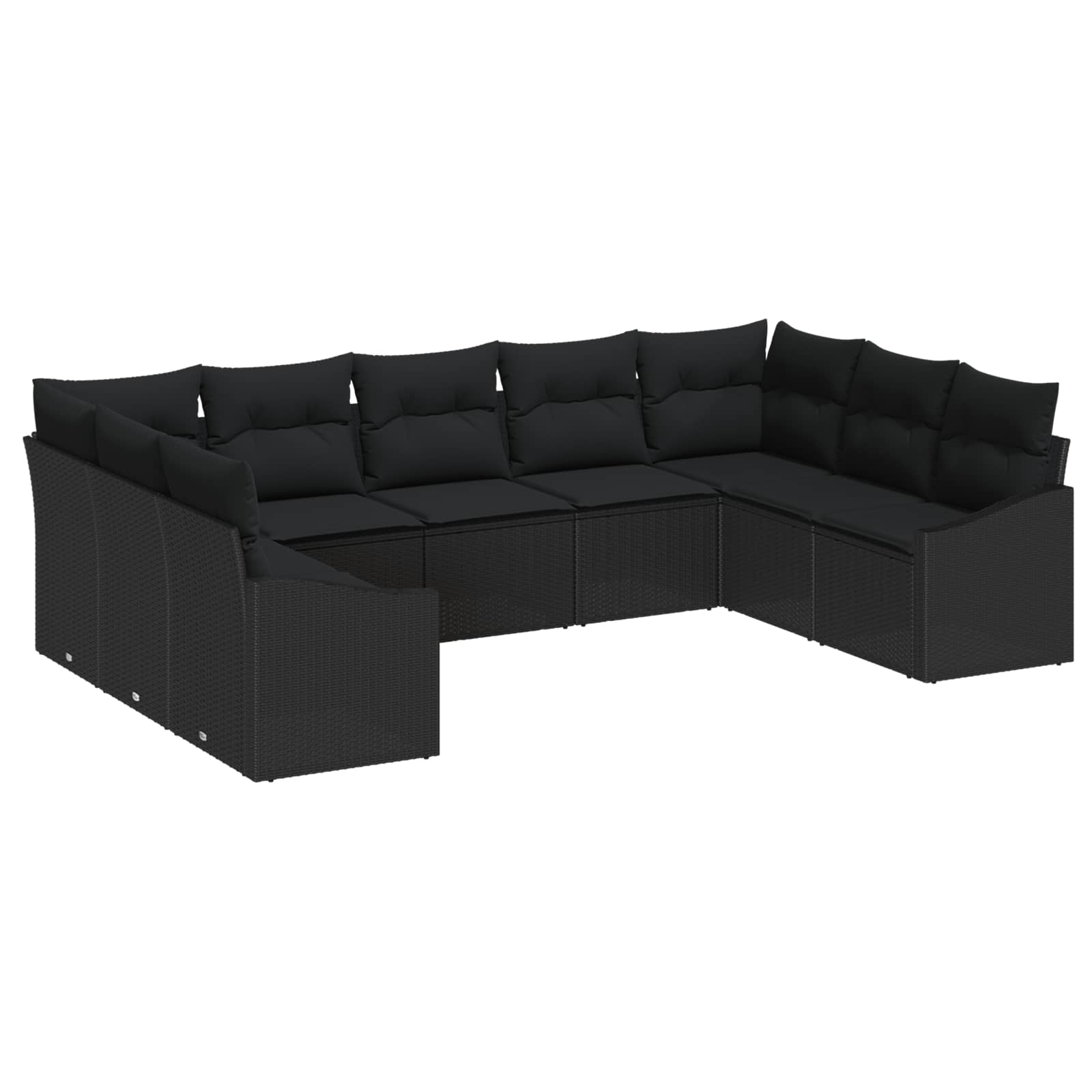 Ensemble de canapé de jardin avec stockage 9 pcs Noir polyrotin - XIOS