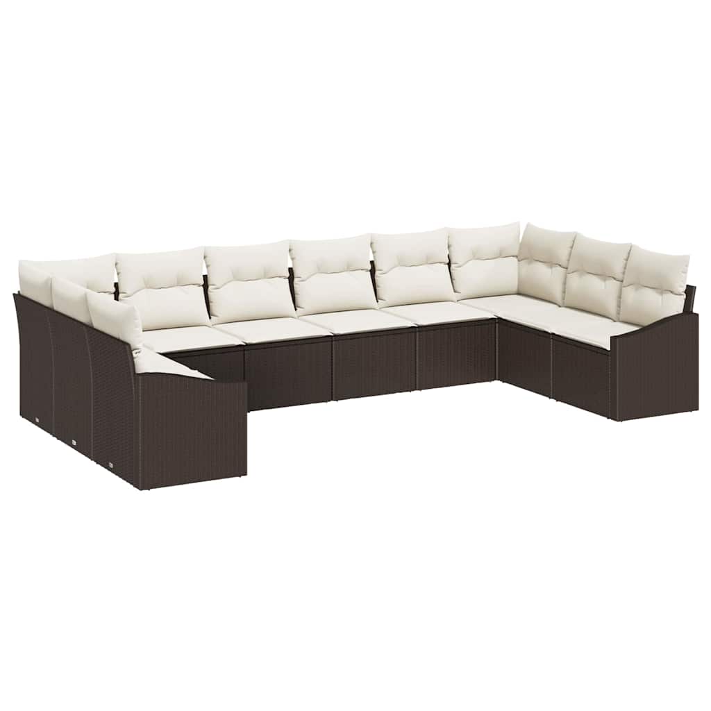 Ensemble de canapé de jardin 10 pcs Marron et Crème polyrotin - XIOS