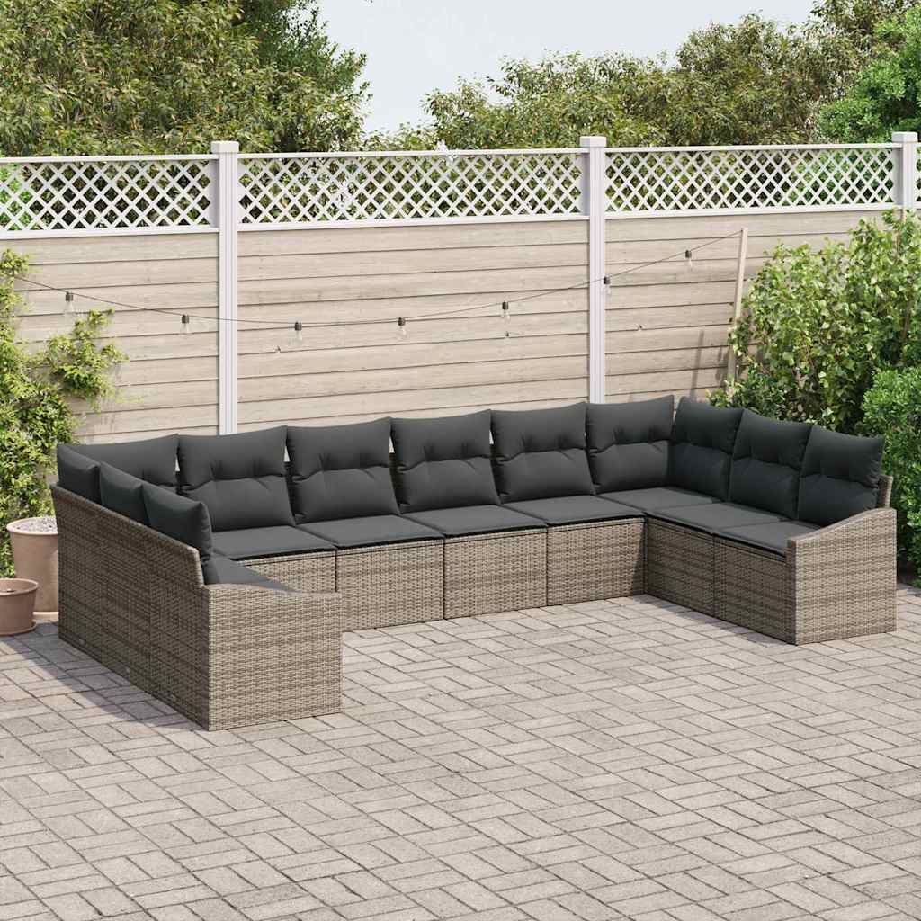 Ensemble de canapé de jardin 10 pcs Gris polyrotin - XIOS