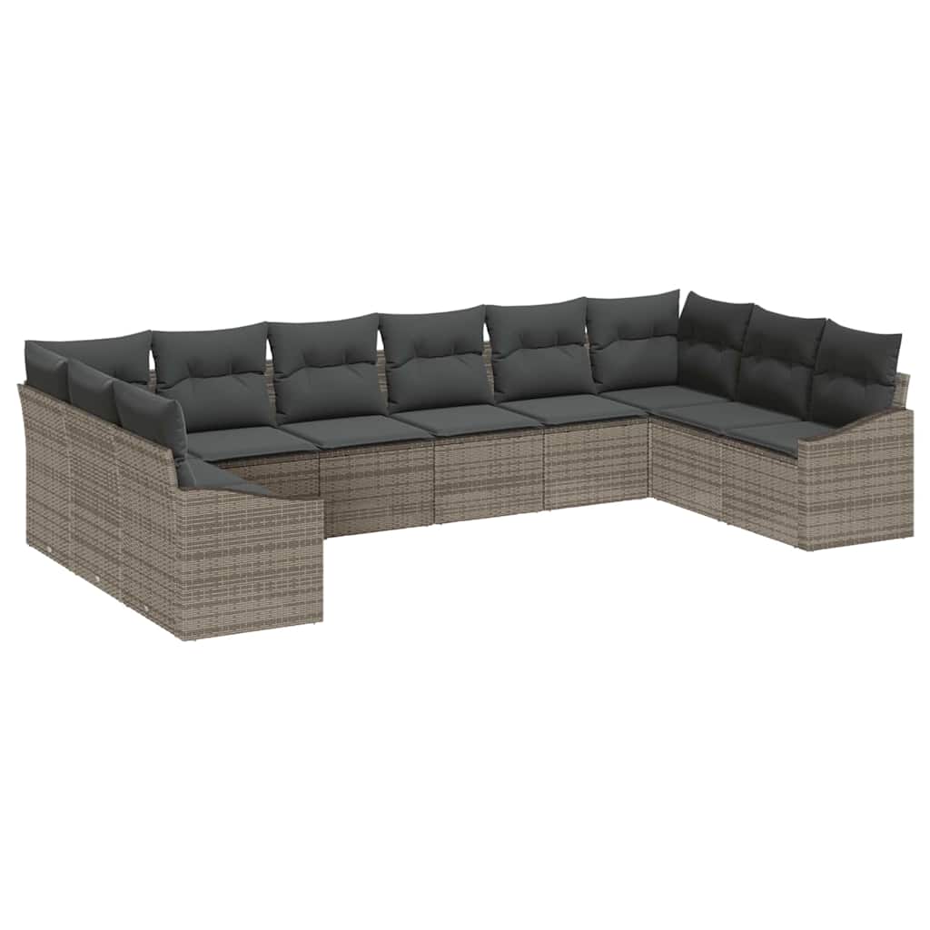 Ensemble de canapé de jardin 10 pcs Gris polyrotin - XIOS