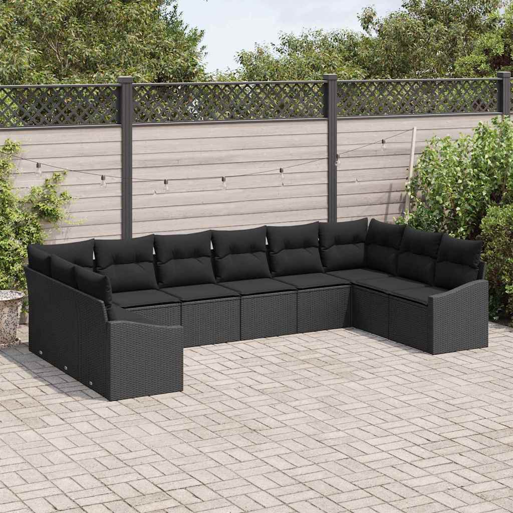 Ensemble de canapé de jardin 10 pcs Noir polyrotin - XIOS