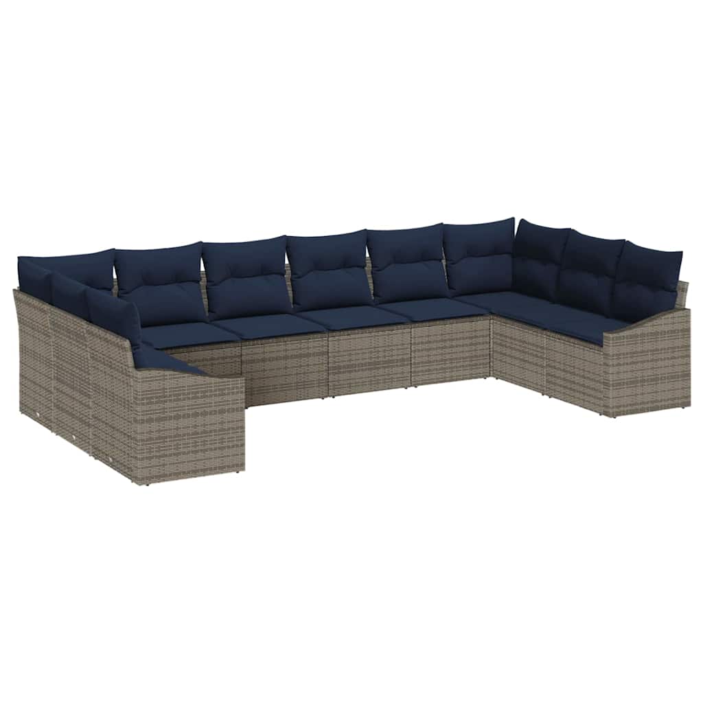 Ensemble de canapé de jardin 10 pcs Gris et bleu marine - XIOS