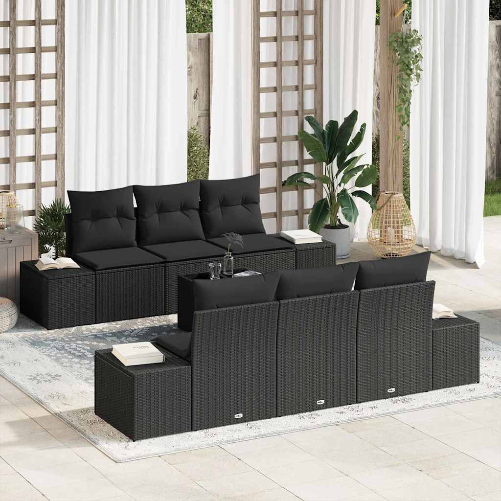 Ensemble de canapé de jardin avec coussin 8 pcs Noir polyrotin - XIOS
