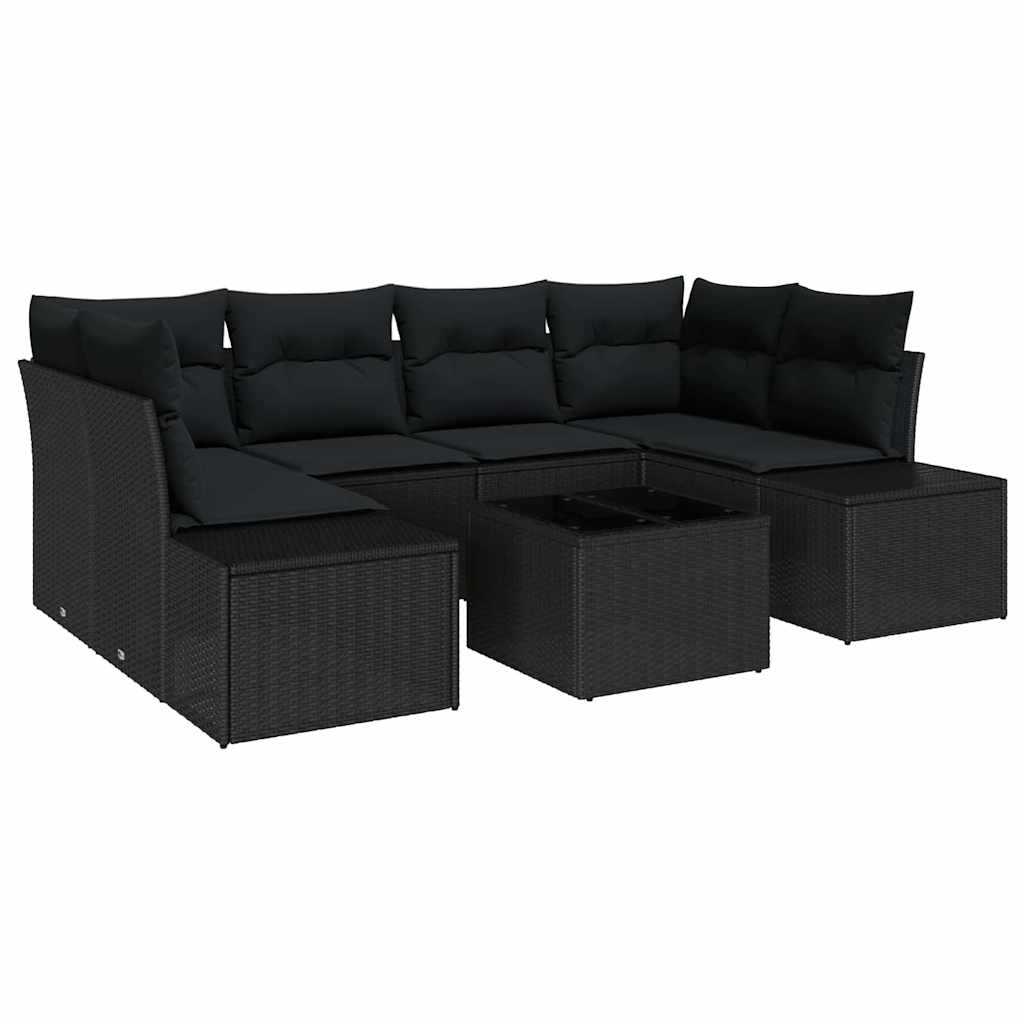 Ensemble de canapé de jardin avec coussin 8 pcs Noir polyrotin - XIOS