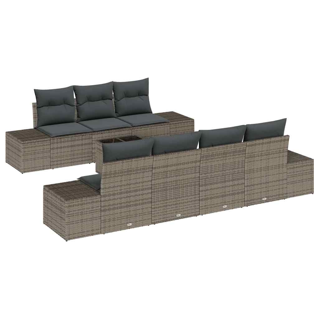 Ensemble de canapé de jardin avec coussin 8 pcs Gris polyrotin - XIOS