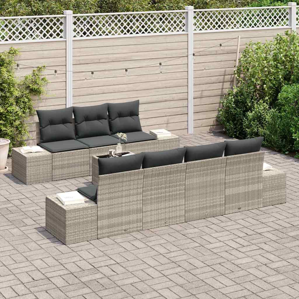 Ensemble de canapé de jardin 8 pcs Gris clair et gris foncé - XIOS