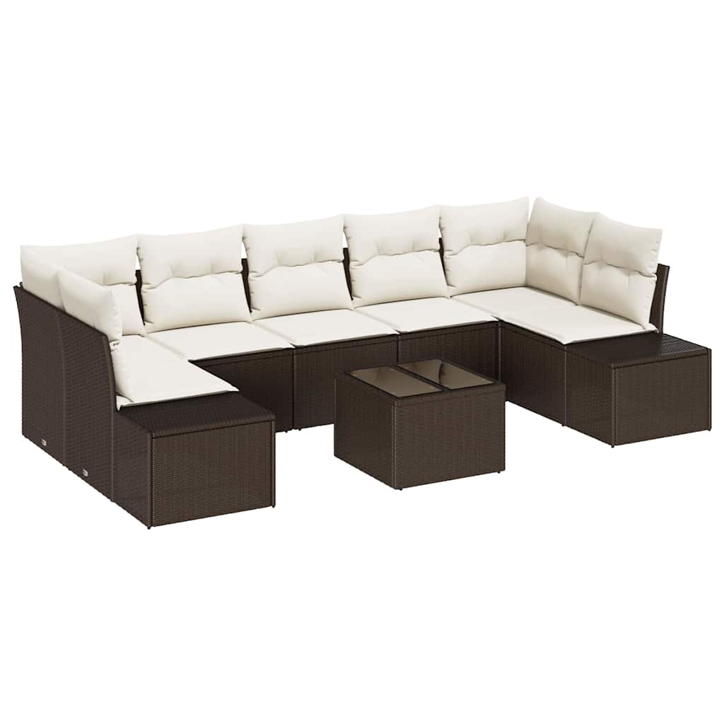 Ensemble de canapé de jardin 8 pcs Marron et Crème polyrotin - XIOS